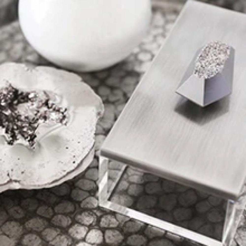 Kendra Scott acrylic box with antique silver l